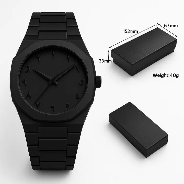 BLACK AURA FOR MENS. Arabic Dial Polycarbonate Ultra-Light Analog Watch