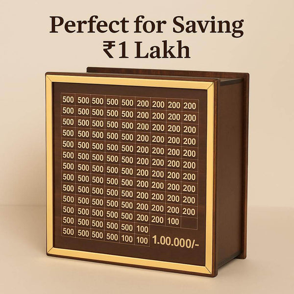 1 Lakh savings box , made of pure natural wood 🪵 . This box can help you to save 1L