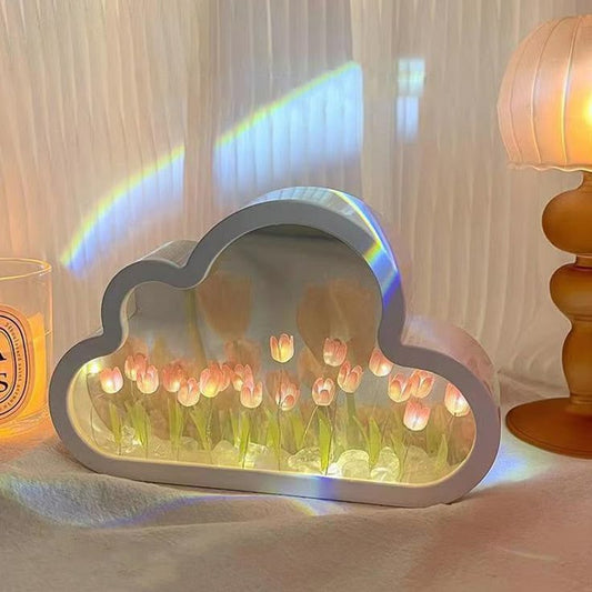 Cloud Shape LED Tulip Lamp – Aesthetic Night Light for Bedroom & Room Decor
