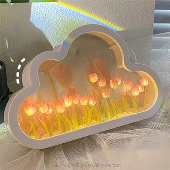 Cloud Shape LED Tulip Lamp – Aesthetic Night Light for Bedroom & Room Decor